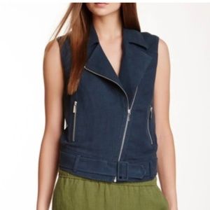 NWT Elizabeth and James Linen Blend Size small Trans Tegan Biker Vest